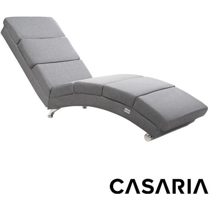 Casaria - Méridienne « London » • Chaise de Relaxation • Chaise Longue d’intérieur • Ergonomique - Pieds chromés - Gris