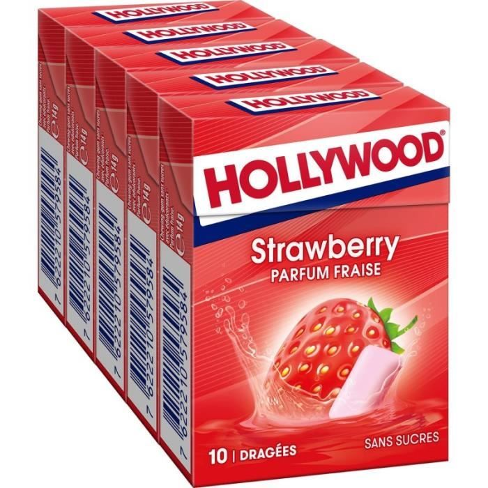 HOLLYWOOD - Fresh Fraise Sans Sucres 70G - Lot De 4