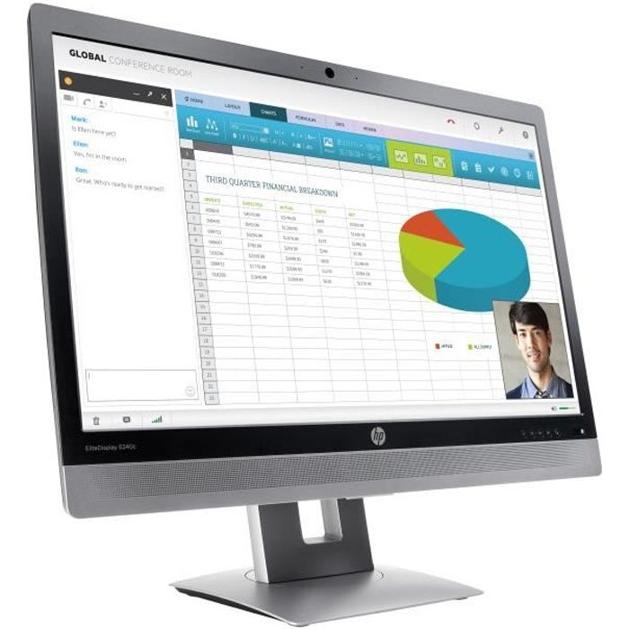 HP Moniteur de visioconférence EliteDisplay E240c 60,45 cm (23,8 pouces), 60,5 cm (23.