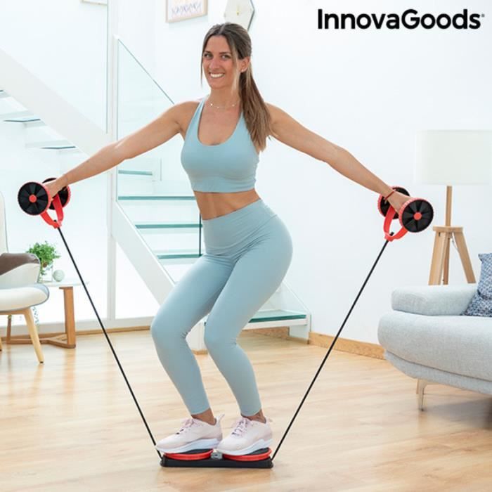 Rouleau pour Abdominaux avec Disques Rotatifs, Bandes Élastiques et Guide d'Exercices Twabanarm Inno