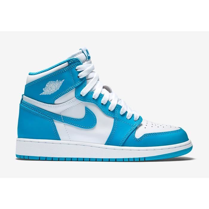 Baskets Niike Air-Jordan 1 High Bleu de Caroline du Nord Femme et Homme