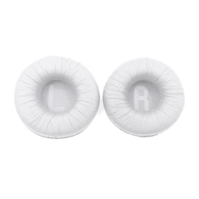 1 paire de coussinets d'oreille en mousse de remplacement 70mm housse de coussin pour JBL Tune600 T500BT T450 T450BT JR300BT（blanche