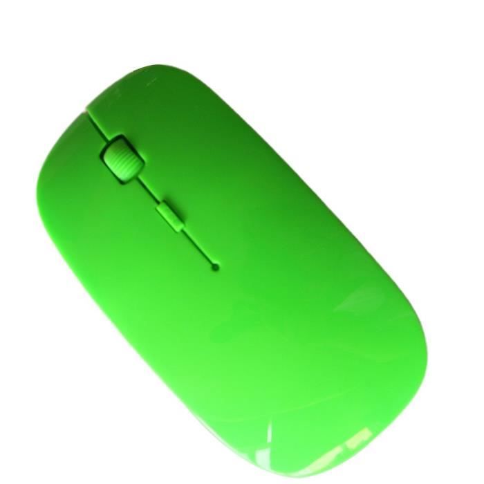 Souris sans fil 2.4G avec récepteur USB Souris optique portable Souris ergonomiques. vert