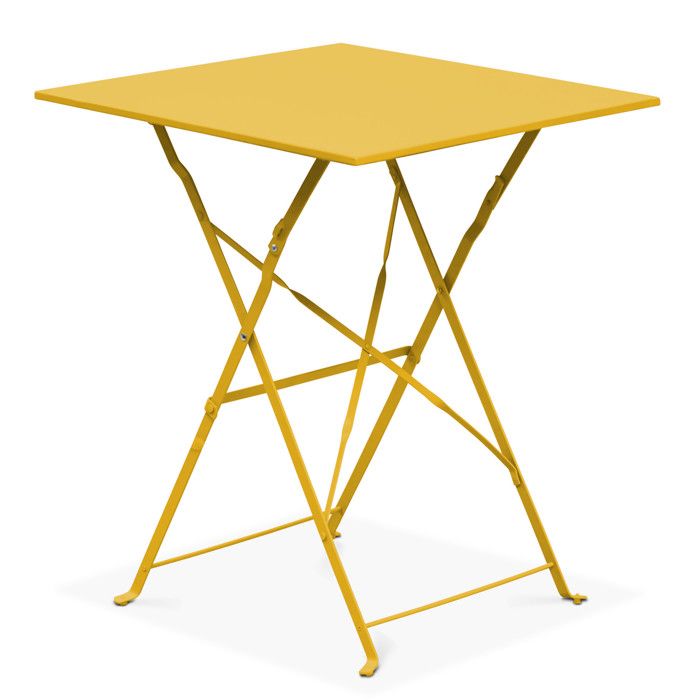 Table de jardin pliante - 60 x 60 x 71 cm - Acier - Oviala - Jaune