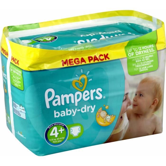 mega pack 126 x couches bébé Pampers - Taille 4+ baby dry
