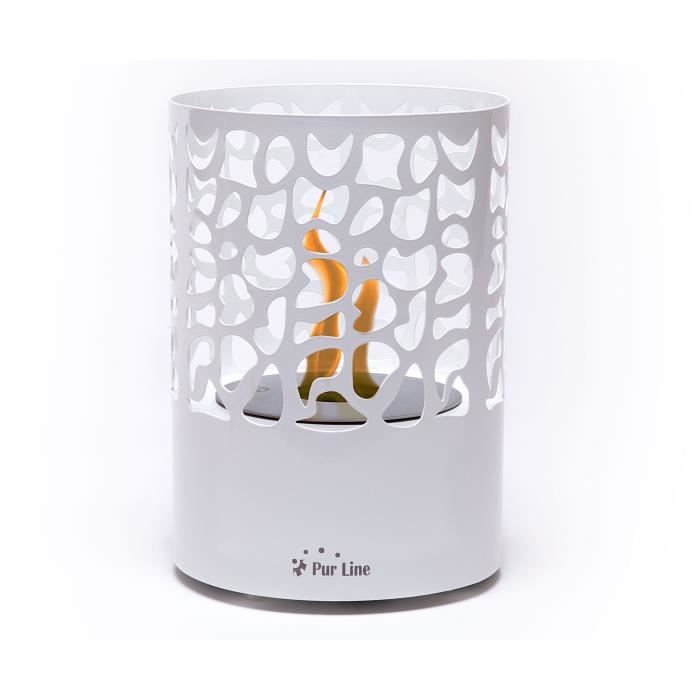 PURLINE ASTREA WHITE Cheminée bioéthanol de table design de forme ronde verte