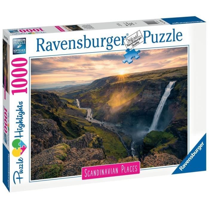 Ravensburger - Puzzle 1000 pièces - La cascade Háifoss, Islande (Puzzle Highlights)