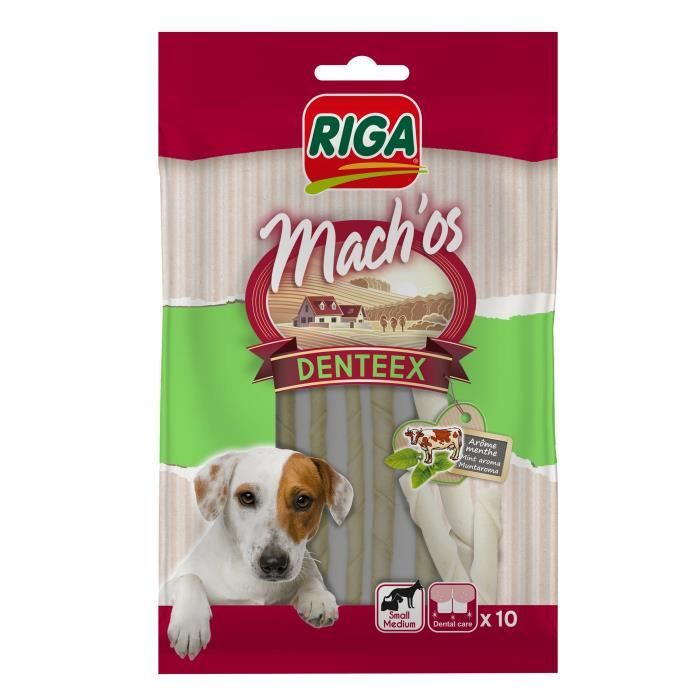 RIGA - MACH'OS DENTEEX BÂTONNETS BLANCS MENTHE X 10 - SACHET 60 G