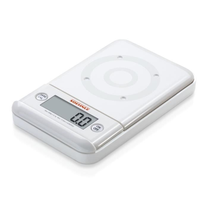 Soehnle 66150 Balance Electronique Ultra 2 Blanc Plateau Transparent 500 g - 0,1 g