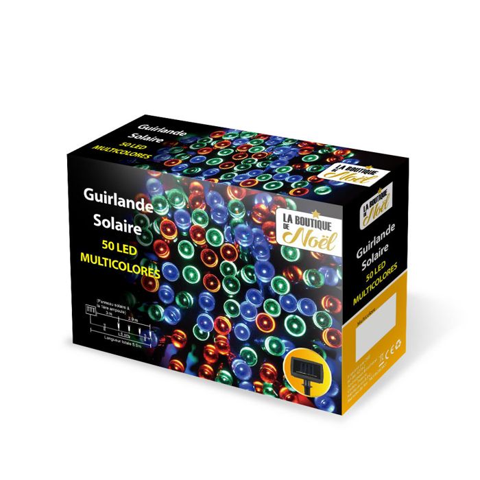 guirlande solaire à led animée- multicolore- 5.9 mètres 5,9 mètres Multicolore