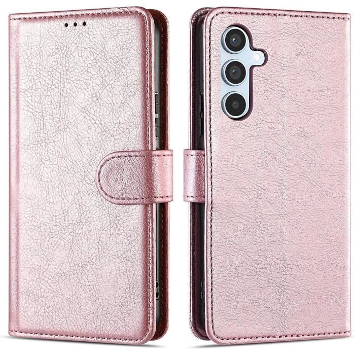 Coque pour Samsung Galaxy A54 5G Rose Anti-Choc Anti-Rayure Effet Cuir