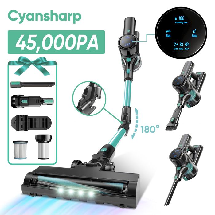 Aspirateur Balai Sans Fil YISORA N300 - 25KPa, 50min Autonomie, 6 En 1 Léger