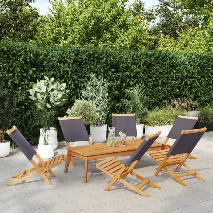 Vidaxl Chaises pliantes de jardin Poly rotin et bois d'acacia lot de 6