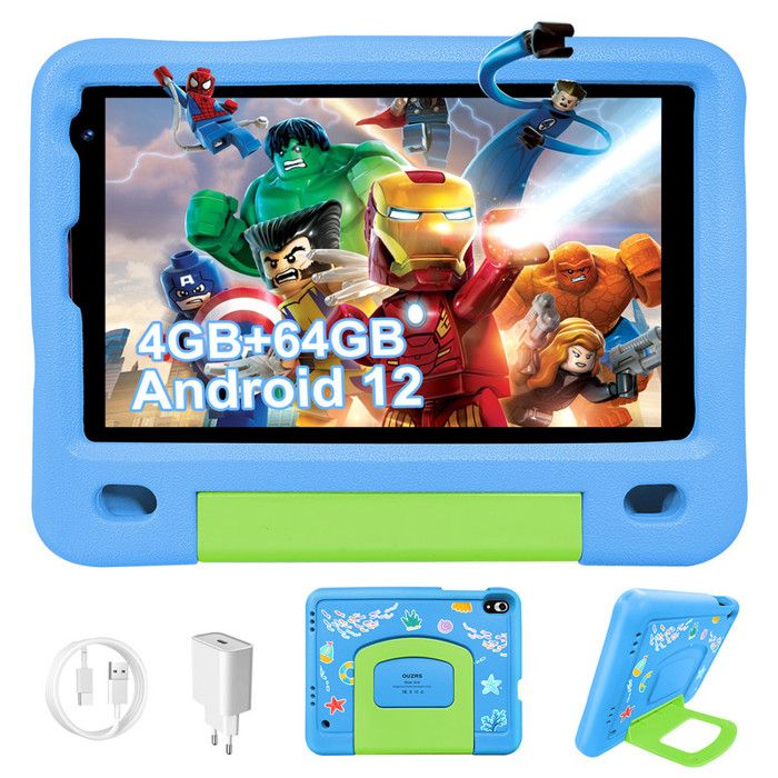 Tablette Tactile 8.0 Pouces Android 12 GMS Tablette Enfants 4Go RAM 128Go ROM Kids Tablette Pas Cher pour enfant avec Playstore