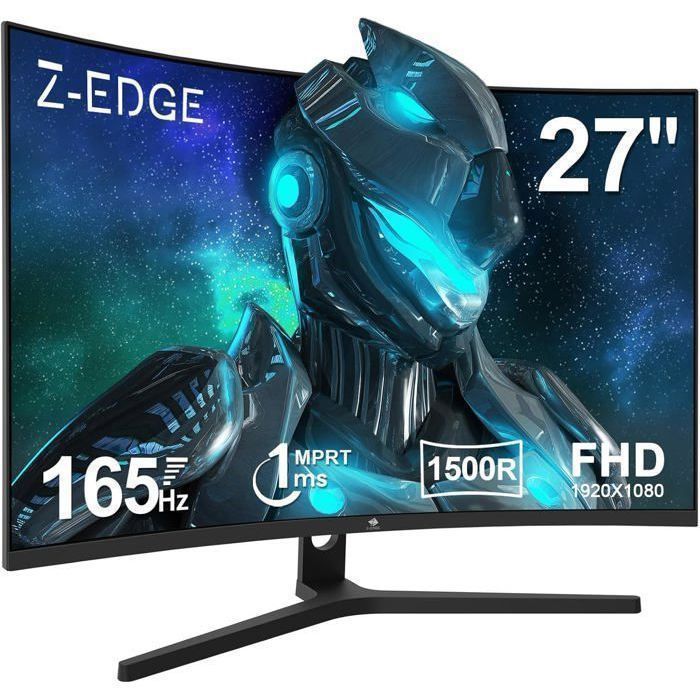Ecran Pc Gamer Z-Edge UG27F Incurvé 27 165 Hz 1ms FreeSync FHD(1920×1080) 16:9 1500R VA2* HDMI2.0 & DP1.4