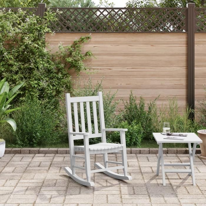 Fauteuil à bascule - UU - Pour enfants - blanc bois de peuplier massif S1348