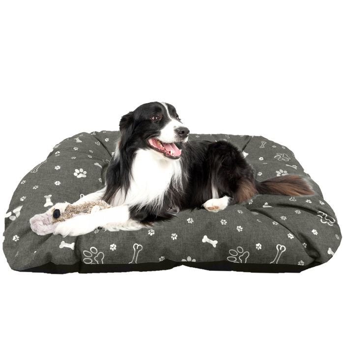 Meilleurs prix pour Lit Pour Chien EDANTI Panier Coussin Imperméables 90x70 Motif En Os DArgent