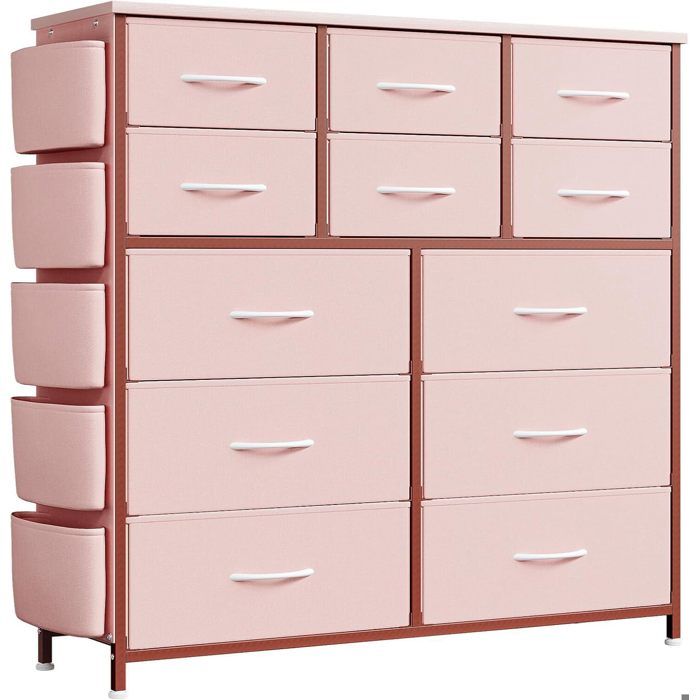 Commode à 12 tiroirs - PROMIRACAL - Tissu - Acier Renforcé - Design Moderne - Poche Latérale