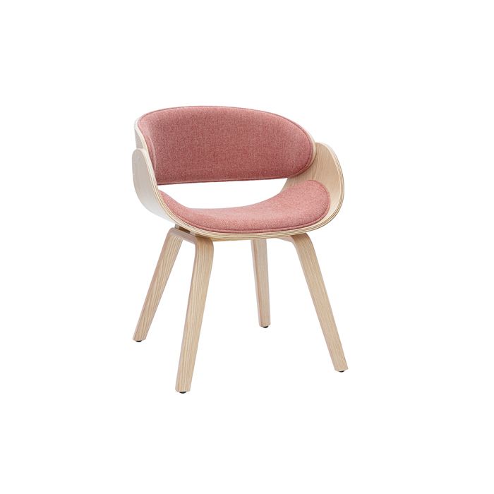 Miliboo - Chaise design en tissu effet velours texturé terracotta et bois clair BENT Miliboo - Chaise design en tissu effet velours texturé terracotta et bois clair BENT
