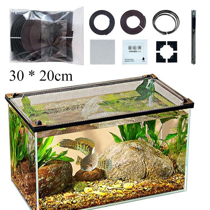 Meilleurs prix pour Couvercle daquarium en Maille Filet Anti-Saut Couvrir avec Un Filet Filet de protection magnétique 30 x 20cm