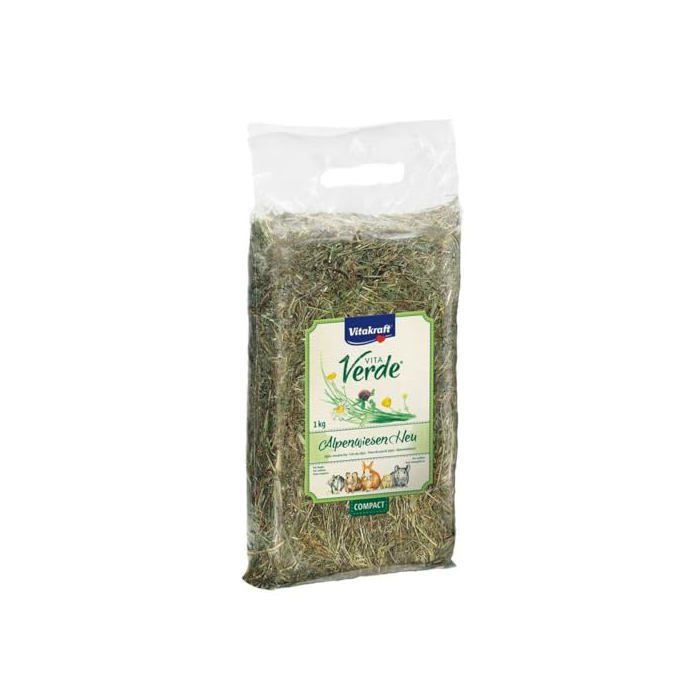 Foin des Alpes pour rongeurs - Vitakraft - Compact - 1 kg - Naturel - Conserve la fraîcheur - Adapté aux lapins