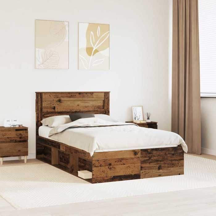 vidaXL Cadre de lit Bois ancien 120 x 190 cm Bois de pin massif 3409781