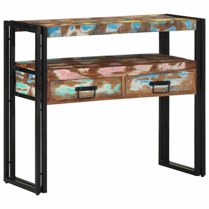 NEW 2026 Table dappoint( 1 pc) - Console meuble - Multicolore 90x33x75 cm Bois Recyclé Solide L1163