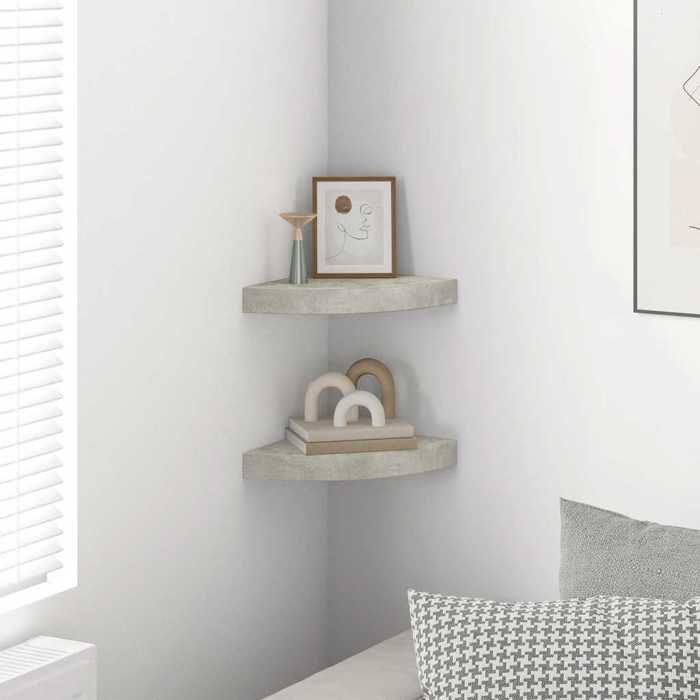 NEUF®Meuble de salon - BESTMEUBLE - Étagères dangle murales - 2 pcs - pour maison - gris béton - 25x25x3 8cm MDF FR7039463