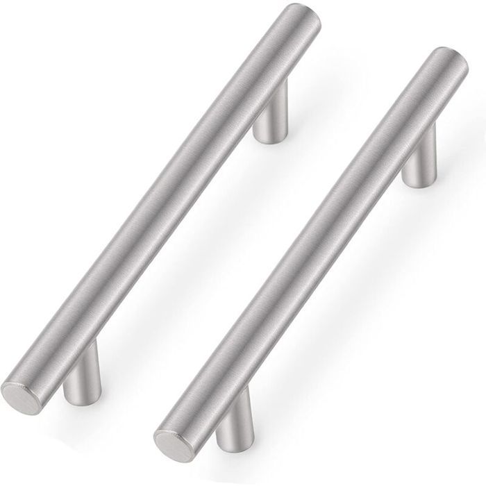 Lot de 5 poignées de porte darmoire en acier inoxydable nickelé brossé de 12 mm de diamètre pour tiroirs et placards