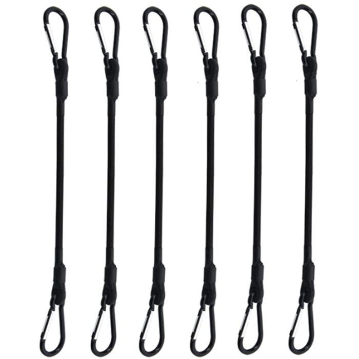 Pièces - Élastique avec mousqueton Longueur de la corde : 30 cm Noir Diamètre 6 mm