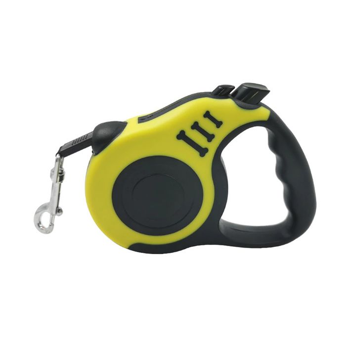 Laisse rétractable pour chien - Phoesky - Automatique - Nylon - Jaune - 3 m - Mousqueton chromé - Charge max 30 kg