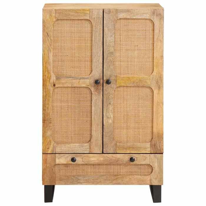 Haut Armoire Bois de mangue massif - moderne-design - bois de manguier massif - marron - 2 portes - 1 tiroir - 40 x 33 x 110 cm krd8