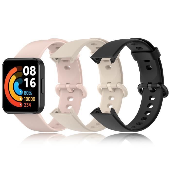 Bracelets pour Redmi Watch 2 lite XIAOMI Bracelet Rechange Silicone Compatible XIAOMI Redmi Watch 2 Lite Bracelet Noir+Rose+Ivoire