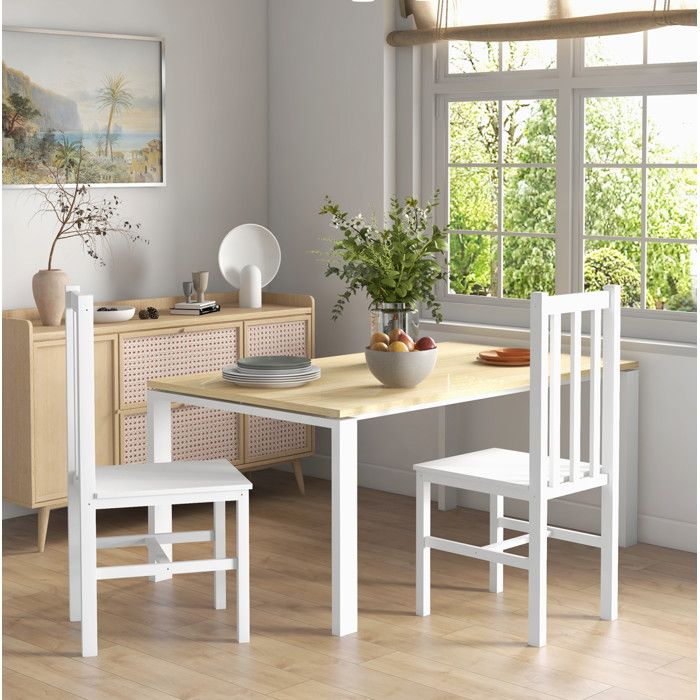 Chaise Salle A Manger Lot De 2 Blanche Chaise Cuisine Campagne FloraGrace Pour Cuisine Et Salle A Manger A Monter 47 5x38 5x99cm