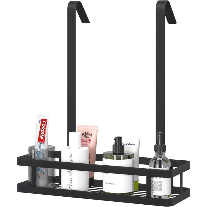 Étagère de douche à suspendre - Noir - Sans perçage - En acier inoxydable - À suspendre sur la paroi de douche 34 5 x 12 x 40 cm