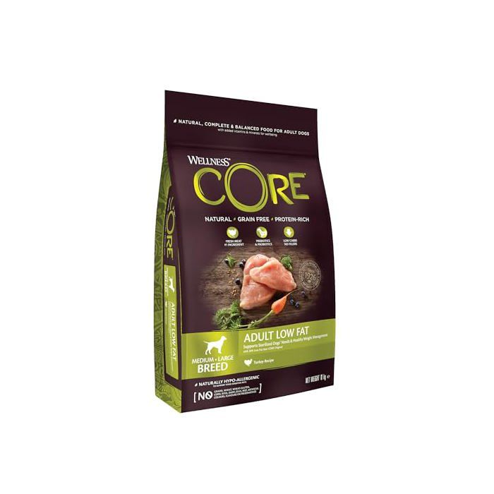 Croquettes Chiens - WELLNESS CORE - Adult Low Fat - Dinde - Sans céréales - Pour chiens adultes grands