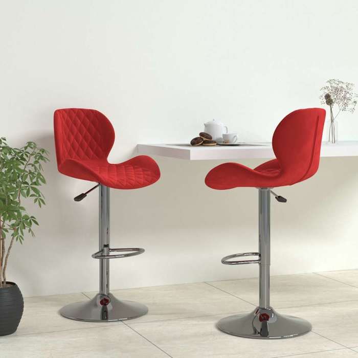 Stable&robuste Tabourets de bar lot de 2 rouge bordeaux velours avec manuel de montage &01_8909