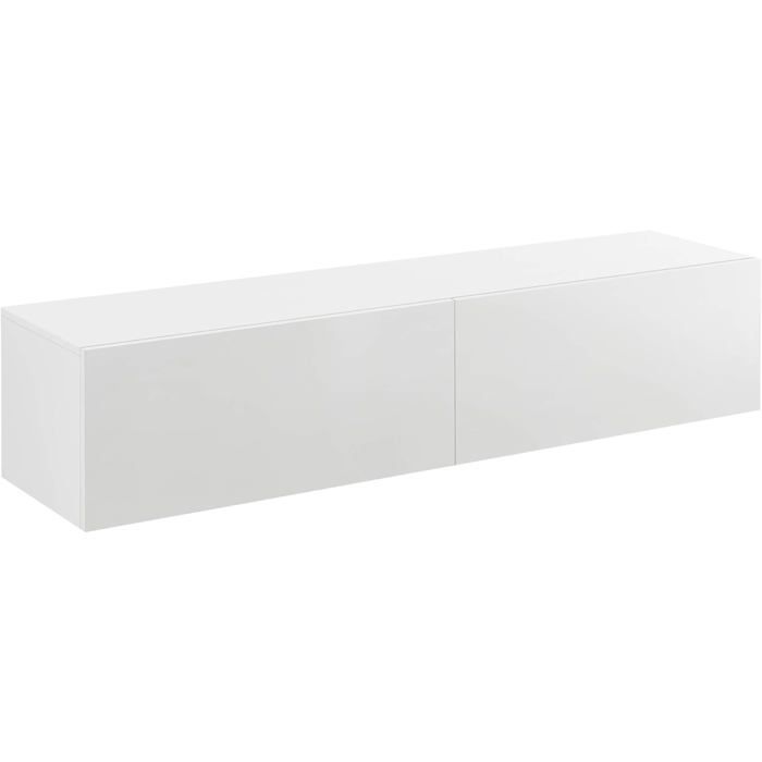en.casa Meuble TV Mural Evaton 140 x 33 x 30 cm 2 Portes Abattantes Blanc Brillant Salon et Bureau en.casa Meuble TV Mural Evaton 140 x 33 x 30 cm 2 Portes Abattantes Blanc Brillant Salon et Bureau