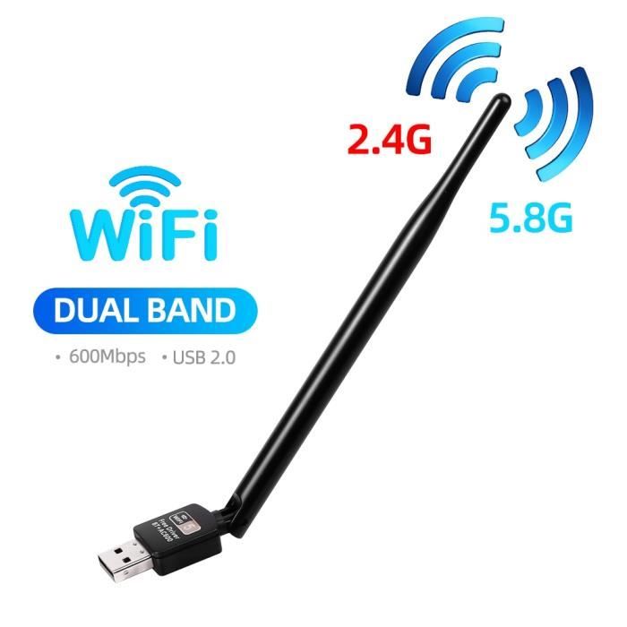 Carte Réseau WiFi USB 3.0 Double Bande 1200M W50L 5dBi RTL8812AU - Adaptateur Sans Fil Pour PC Android Windows