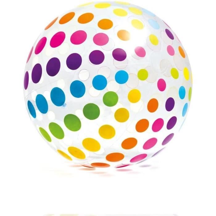Ballon De Plage Rayé à Pois – 58 Cm Gonflé, En PVC Résistant, Pour Jeux D’eau Et Décoration