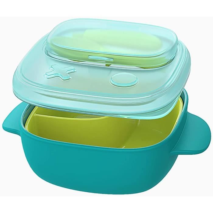 Assiette A Compartiments Pour Bebe En Silicone Avec Couvercle Hermetique Cuillere Et Broyeur Vert 869 Cdiscount Puericulture Eveil Bebe