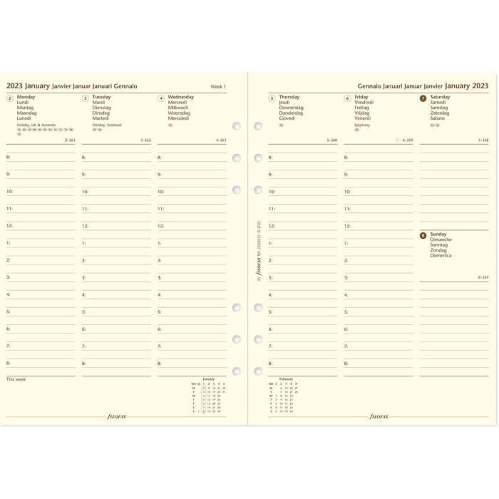 Agenda Filofax 2026 Jour Par Page A4 – Avec Codes QR Pour Rappels Smartphone | 5 Langues, Rendez-vous 8h-18h