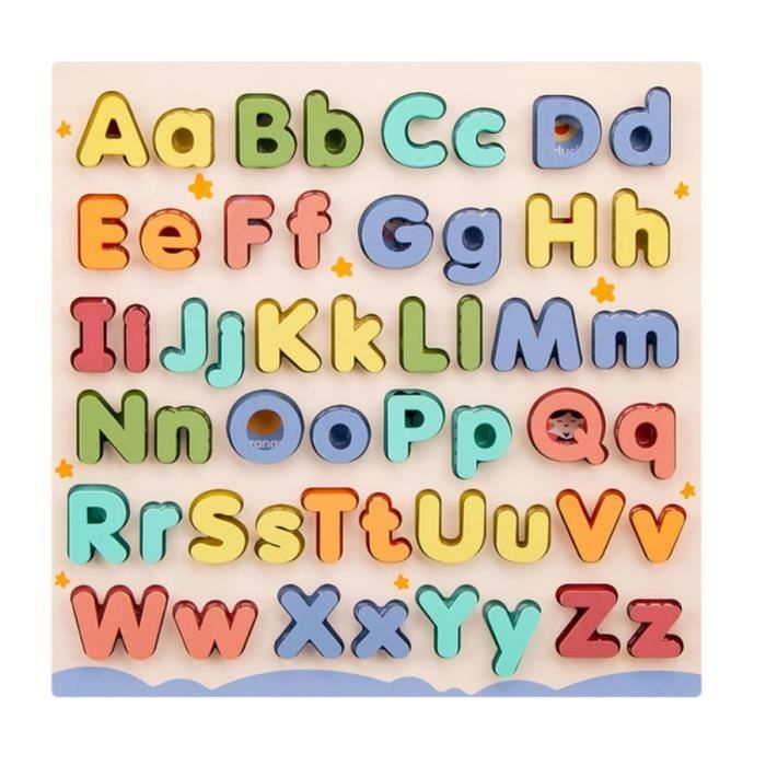Puzzle Abc en bois pour enfants, Lettres majuscules et minuscules,  apprentissage des lettres, Tableau de , Développement la motricit -  Cdiscount Jeux - Jouets