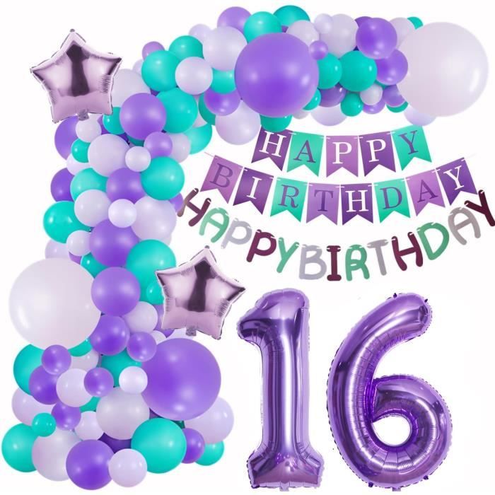 Décorations d'anniversaire Violet et Douces 16 ans Articles de fête pour  Filles 16er Kit Anniversaire Fille 16 Ballons Auméro 763 - Cdiscount Maison