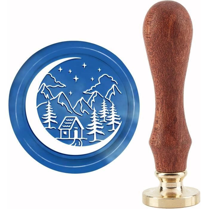 Tampon Cire Étoiles 30mm - Cachet De Cire Vintage Avec Manche Bois Pour Invitations Et Cadeaux