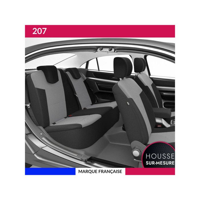 Housses de siège sur mesure pour 207 (04/2006 à 12/2014) Housse Voiture / Auto dintérieur Jeu complet en tissu