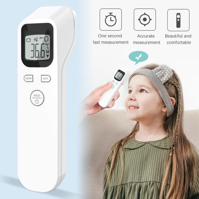 Thermomètre Frontal Infrarouge Hitburu - Sans Contact, Double Fonction (front Et Objets) - Pour Bébé, Adulte, Maison - Écran Rétroéclairé, Mesure En 0,5s