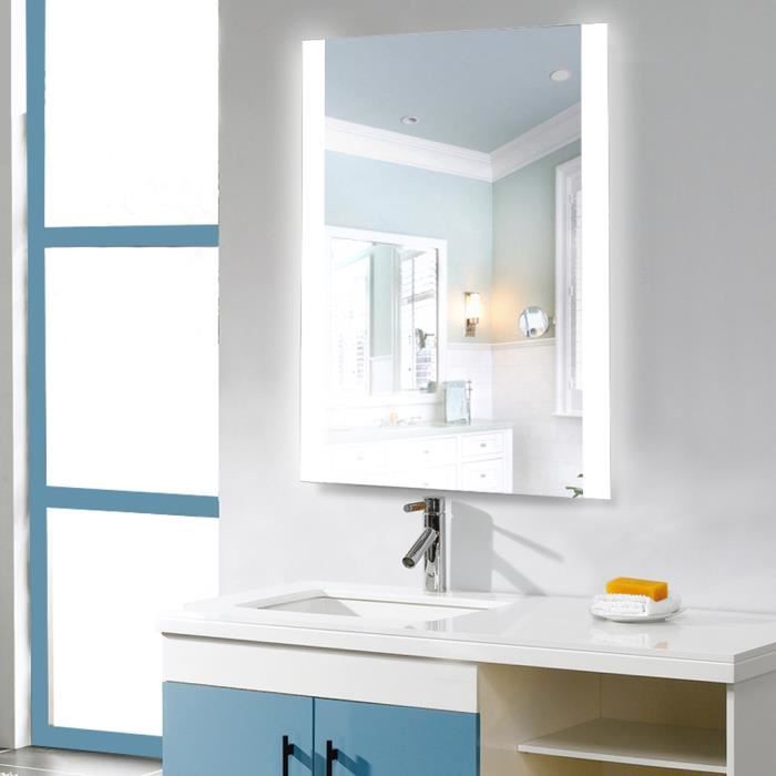 Miroirs De Salle De Bain Avec Eclairage Led Miroir Mural 60 80 Achat Vente Miroir Salle De Bain Cdiscount
