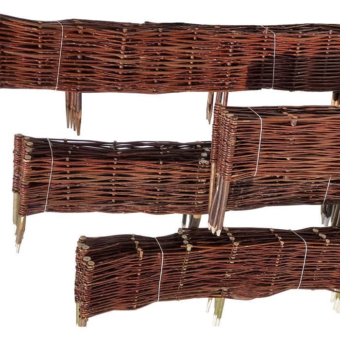 Clôture En Osier Naturel Pour Jardin - Bordures De Plate-bande 20x120cm - Lot De 10