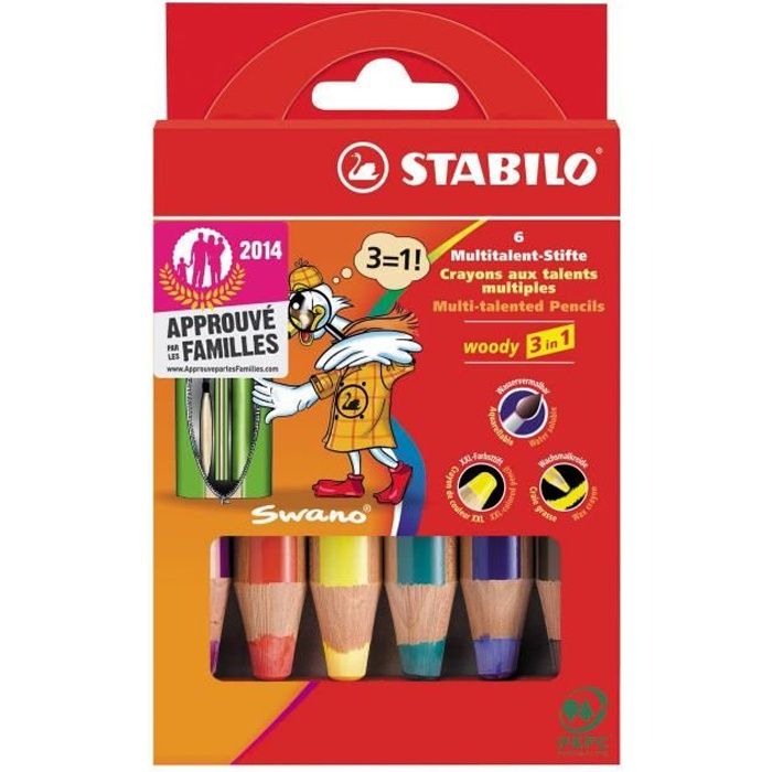 STABILO Boîte carton de 6 Crayons Woody
